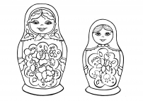 Матрешки большие. Картинка для раскрашивания Матрешки большие. Картинка для раскрашивания