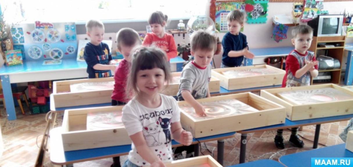 Конспект НОД по нетрадиционному рисованию на световом столе для детей 3–4 лет Тема: «Светит солнышко в окошко»