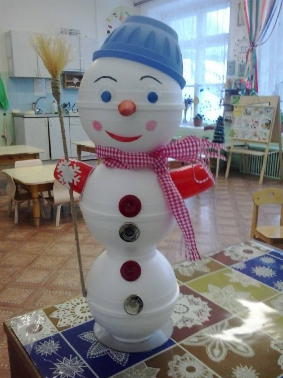 Снеговик из одноразовой посуды Снеговик из одноразовой посуды