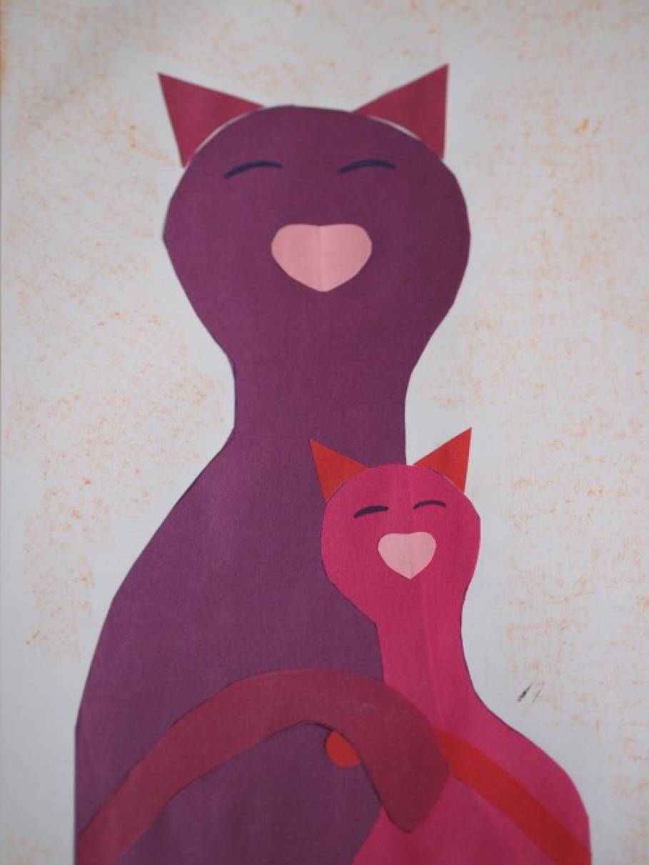 Открытка для мамы: «Кошка с котенком». Мастер-класс. Фото Открытка для мамы: «Кошка с котенком». Мастер-класс.