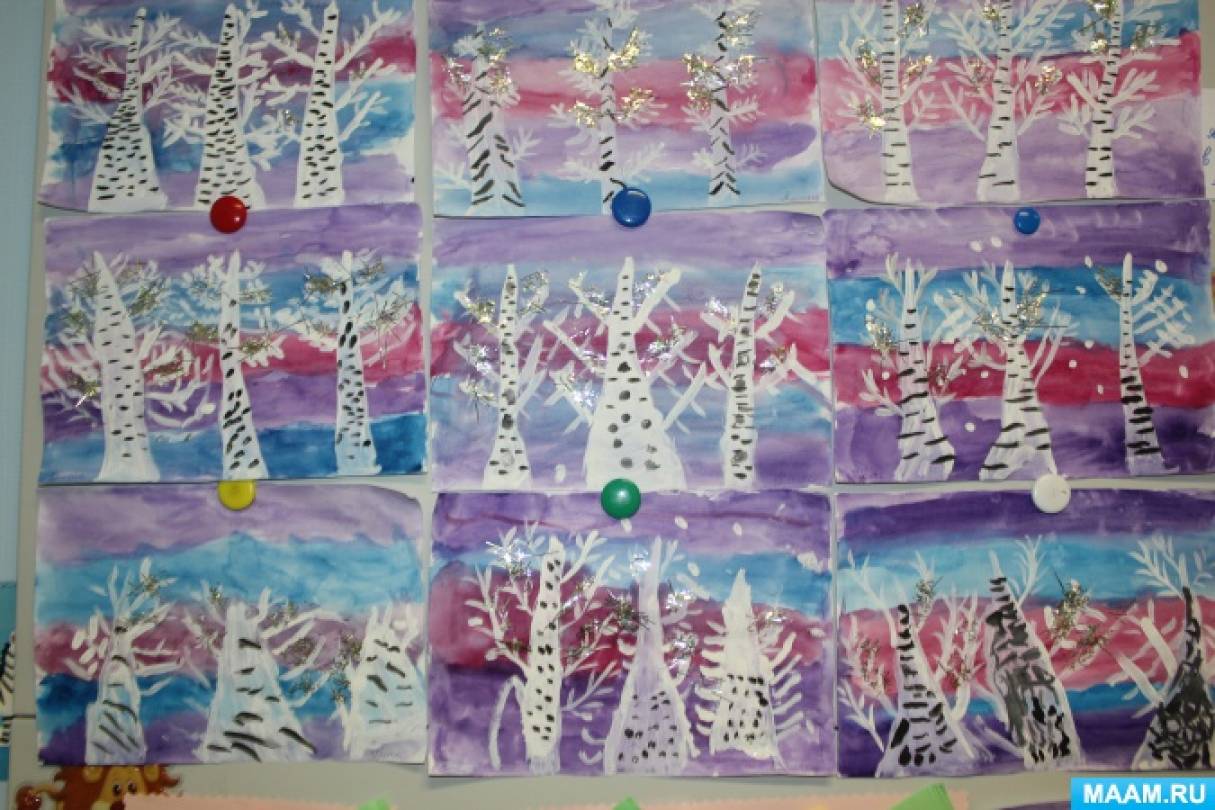 Конспект НОД по рисованию в старшей группе детского сада «В январе все деревья в серебре!»
