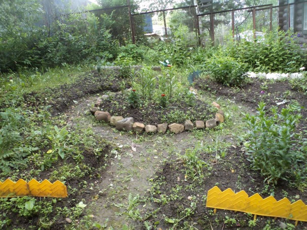 Клумба из речных камней Клумба из речных камней