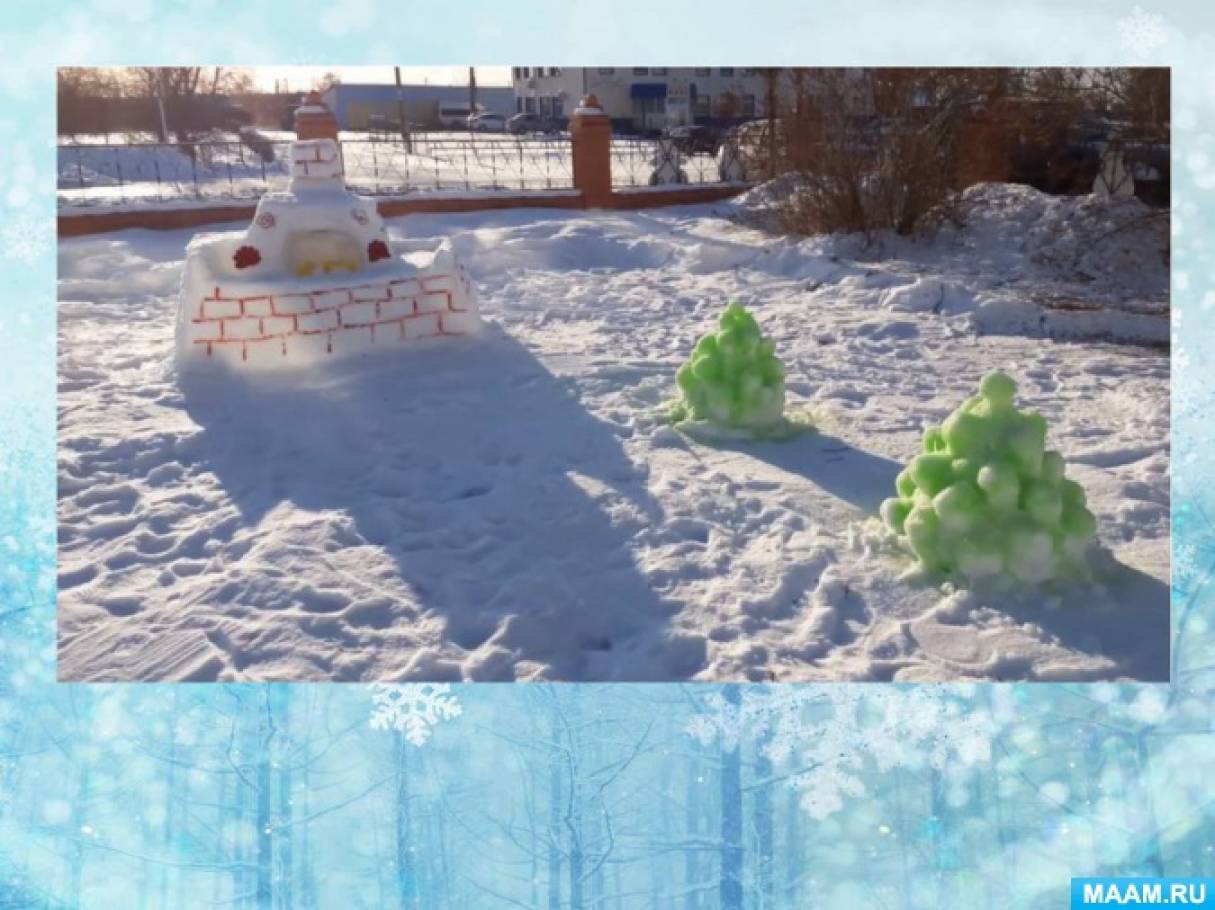 Зимове оформлення ділянки в Огневском дитячому садку «Вогник» Фото Зимнее оформление участка в Огневском детском саду «Огонек»