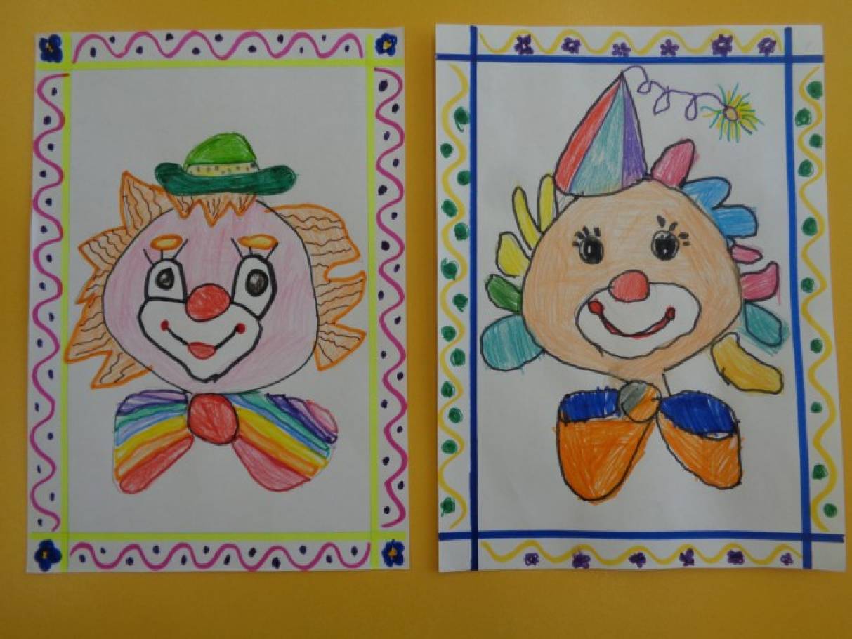 Конспект по рисованию во 2 классе на тему весёлые клоуны