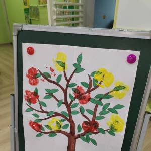Конспект занятия по рисованию «Яблоня» с использованием отпечатков половинок яблок в младшей группе