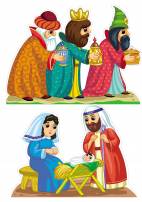 Фигуры Марии с младенцем и Иосифом и волхвы для Рождественского вертепа