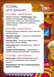 Народные осенние праздники - Осенины