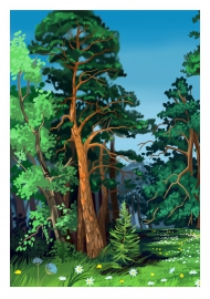 Центральная часть макета «Лес. Дикие животные». Левая часть