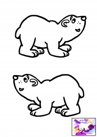 Белые медведи, северное сияние. Шаблон для детской поделки