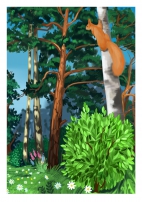 Фон для макета «Дикие животные нашего леса». Правая часть