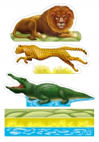 Лев, гепард и крокодил. Макет «Животные Африки»