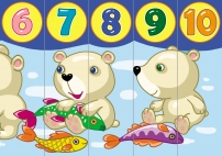 Математические пазлы до 10 с белыми медведями