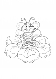 Раскраска с пчелкой и цветком