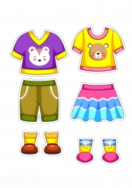 Одежда для бумажных кукол мальчика и девочки