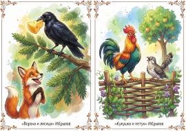 Ворона и лисица, Кукушка и петух. Иллюстрации к басням Ворона и лисица, Кукушка и петух. Иллюстрации к басням