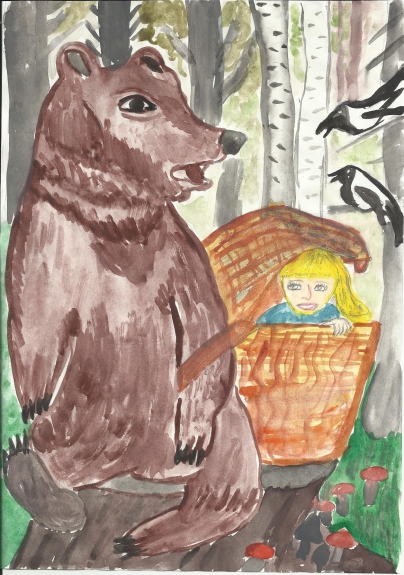 Маша и Медведь Русская народная сказка. Январь 2014. Поделки и рисунки. Дошкольники Маша и Медведь