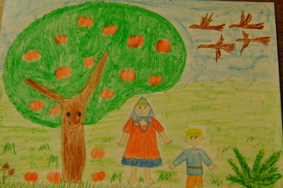 Гуси лебеди Русская народная сказка. Декабрь 2013. Поделки и рисунки. Дошкольники Гуси лебеди