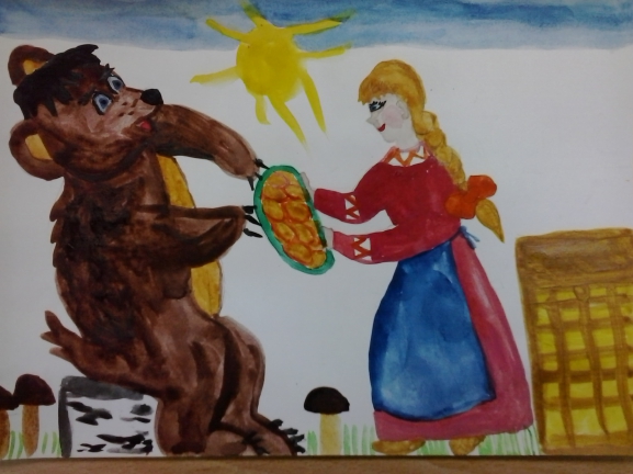 Маша и медведь Русская народная сказка. Октябрь 2014. Поделки и рисунки. Дошкольники Маша и медведь