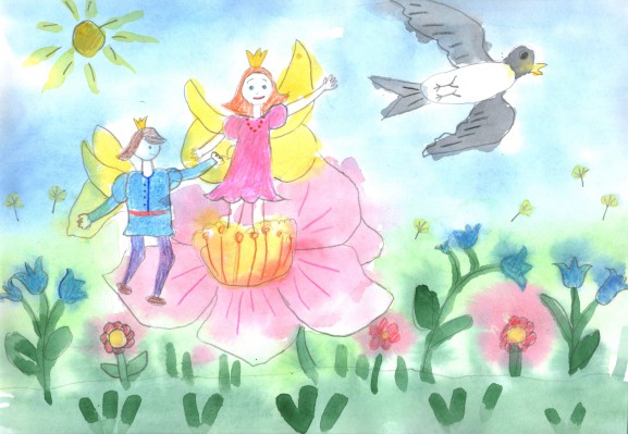 Дюймовочка Любимая сказка. Июнь 2015. Поделки и рисунки. Дошкольники Дюймовочка