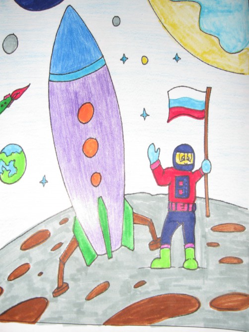 Полет на луну рисунок