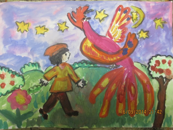 "Жар - птица" Русская народная сказка. Сентябрь 2014. Поделки и рисунки. Дошкольники "Жар - птица"