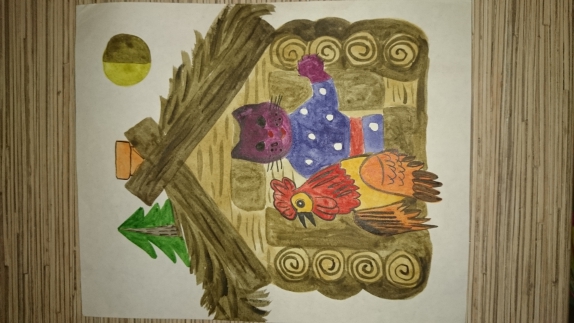 рисунок к р.н. с. "Кот, петух и лиса " Русская народная сказка. Июнь 2014. Поделки и рисунки. Дошкольники рисунок к р.н. с. "Кот, петух и лиса "