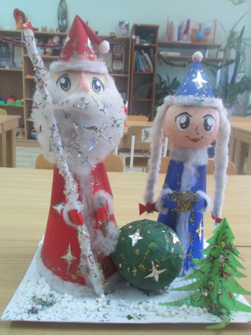 Дед Мороз и Снегурочка Конкурс детских поделок. Январь 2016. Дошкольники Дед Мороз и Снегурочка