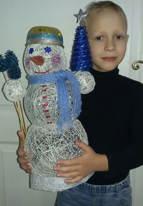 Новогодний снеговик Конкурс Новогодних поделок. Январь 2016. Дошкольники Новогодний снеговик