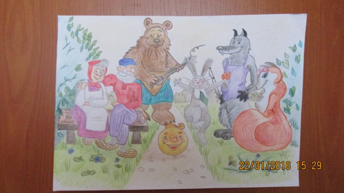 Колобок Любимая сказка. Январь 2016. Поделки и рисунки. Дошкольники Колобок