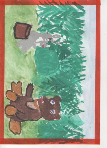 Заюшкина избушка Русская народная сказка. Декабрь 2013. Поделки и рисунки. Дошкольники Заюшкина избушка