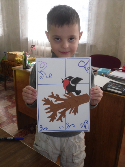 Снегирь на ветке Конкурс детских поделок. Февраль 2015. Дошкольники Снегирь на ветке