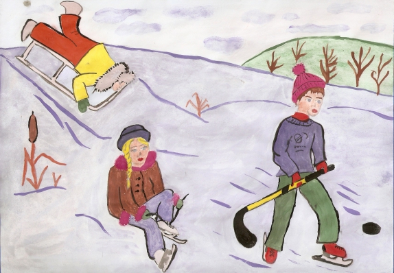 Зимняя прогулка Конкурс детского рисунка. Февраль 2015. Дошкольники Зимняя прогулка