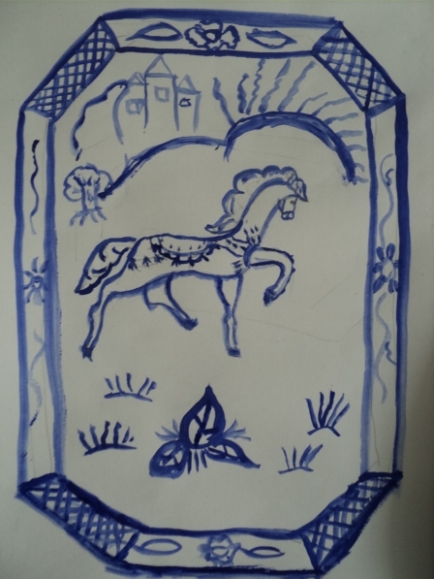 Гжельский поднос Конкурс детского рисунка. Апрель 2013. Гжельский поднос