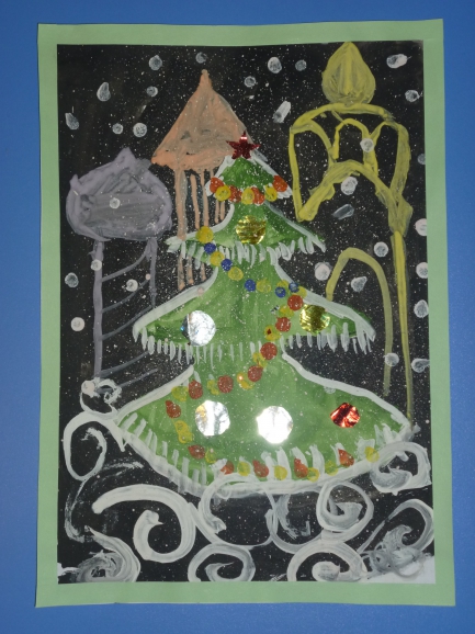 Новогодняя ночь Конкурс «Маленькой ёлочке холодно зимой». Декабрь 2013. Поделки и рисунки. Дошкольники Новогодняя ночь