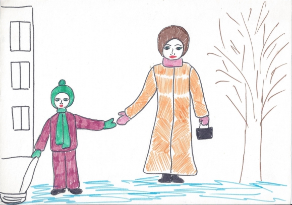 зимняя прогулка Конкурс детского рисунка. Январь 2014. Дошкольники зимняя прогулка