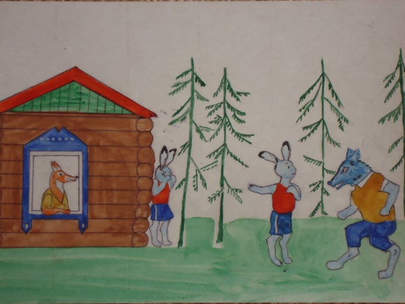 Заюшкина избушка Русская народная сказка. Октябрь 2014. Поделки и рисунки. Дошкольники Заюшкина избушка