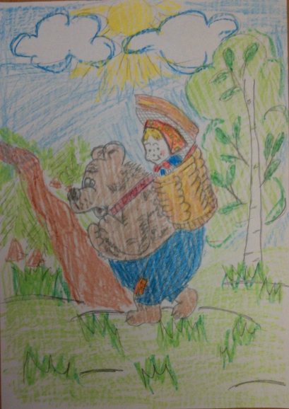Маша и медведь Русская народная сказка. Октябрь 2014. Поделки и рисунки. Дошкольники Маша и медведь