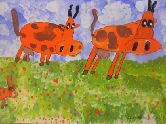 "Коровы" Конкурс детского рисунка. Ноябрь 2014. Дошкольники "Коровы"