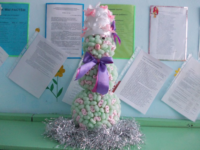 Новогодний снеговик Конкурс Новогодних поделок. Январь 2016. Дошкольники Новогодний снеговик