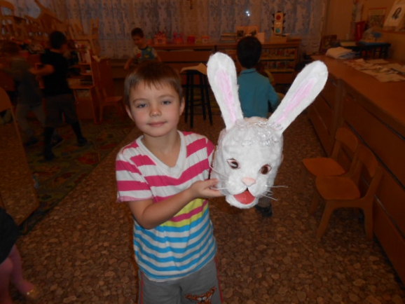 Маска "Храброго зайца." Конкурс детских поделок. Январь 2014. Дошкольники Маска "Храброго зайца."