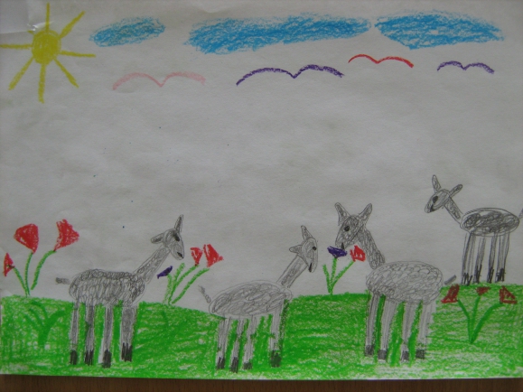Рисование козлятки выбежали погулять на зеленый лужок. : «По горам, по долам» рисунки детей-. Рисование по горам по долам. Рисование на тему по горам по долам в подготовительной. Рисование в подготовительной группе.