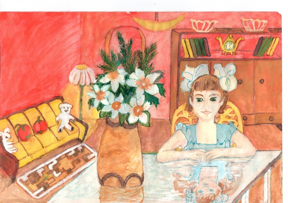 "Девочка с нарциссами" Конкурс детского рисунка. Май 2013. "Девочка с нарциссами"