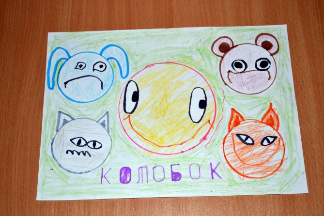 "Колобок" Любимая сказка. Декабрь 2015. Поделки и рисунки. Дошкольники "Колобок"