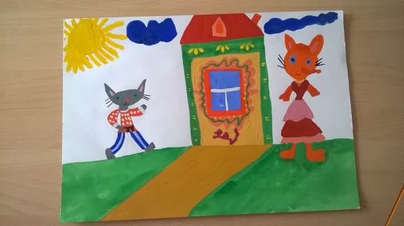 Иллюстрация к сказке "Кот, лиса, петух" Русская народная сказка. Ноябрь 2014. Поделки и рисунки. Дошкольники Иллюстрация к сказке "Кот, лиса, петух"