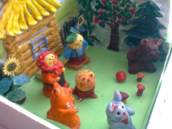 Картинки сказка колобок из пластилина