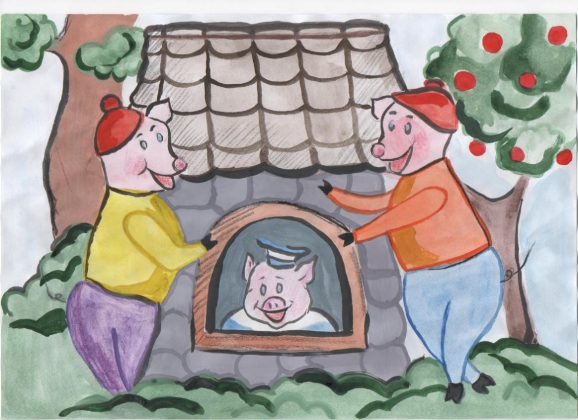 "Три поросенка" Русская народная сказка. Ноябрь 2014. Поделки и рисунки. Дошкольники "Три поросенка"