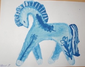 Рисунок гжель лошадь