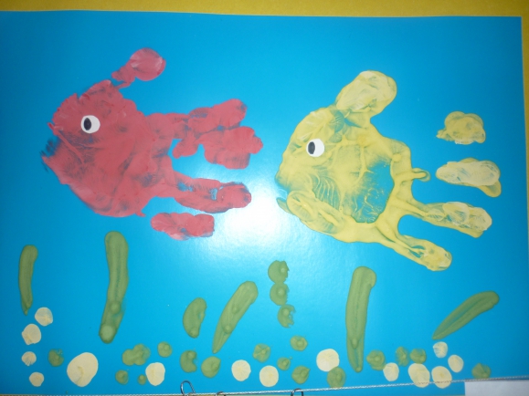 Рисование рыбок ладошками группа