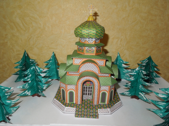 Храм в еловом лесу. Конкурс детских поделок. Февраль 2015. Школьники Храм в еловом лесу.