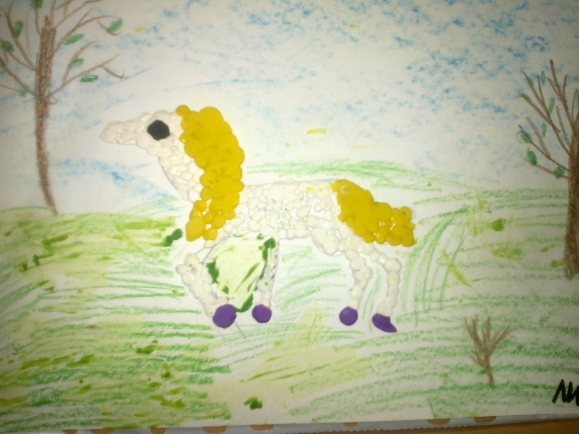 Белая лошадка - золотая грива. Егорова Лиза, 5,5 лет